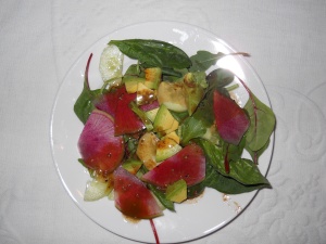 salad with watermelon radish 