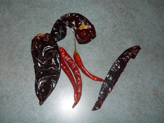 dried anaheims and chiles de arbol